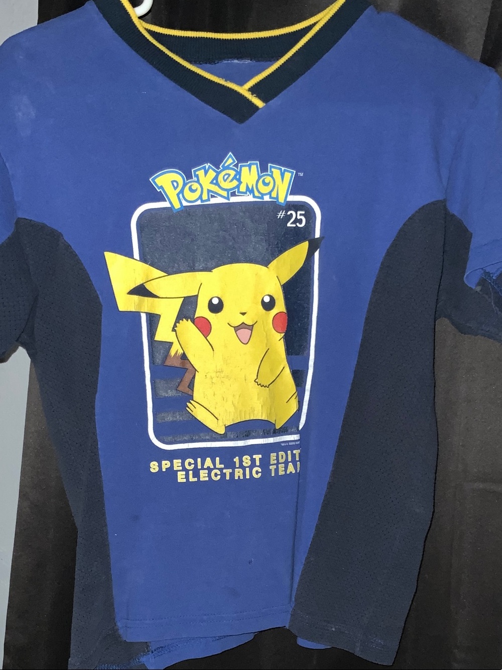Pokemon Blue & Navy Pikachu Long Sleeve Kids Tee